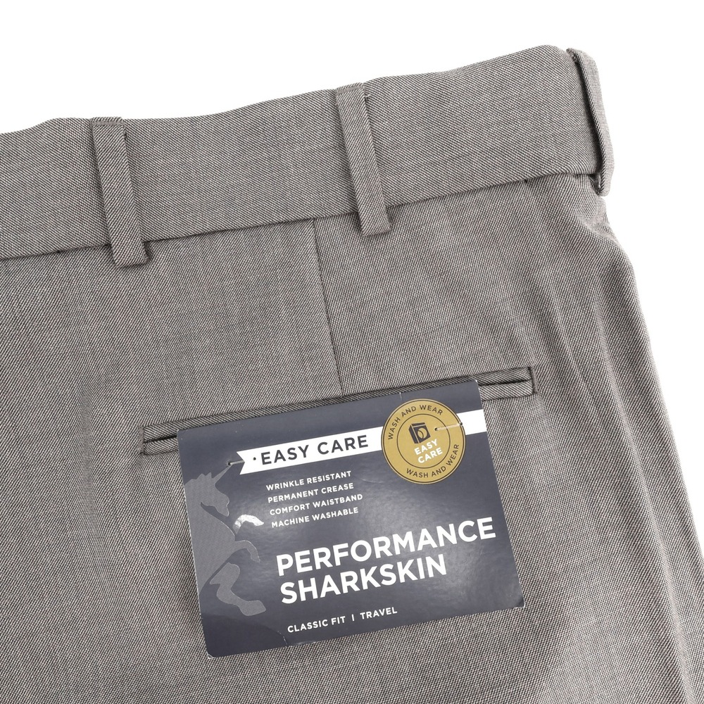 Stafford Travel Classic Fit Sharkskin Flat Front Gray Dress Pants 40x29 NEW
